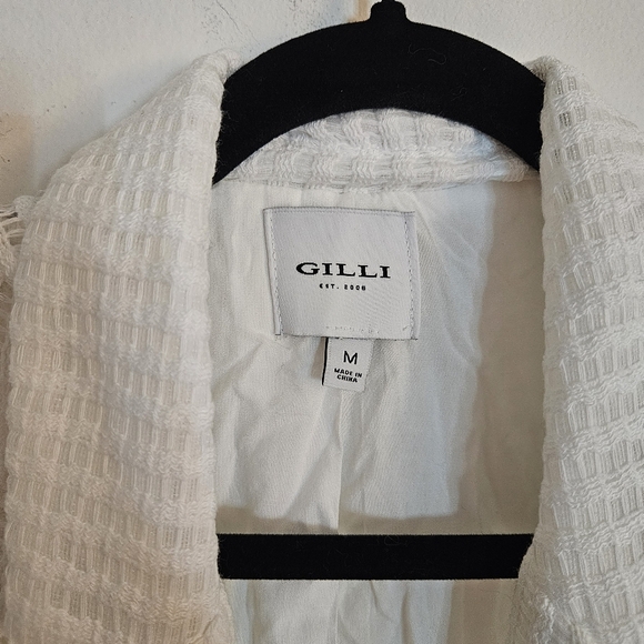 Gilli Crotchet Knit White Lined Blazer w/Shoulder Pads size Medium - Picture 4 of 9